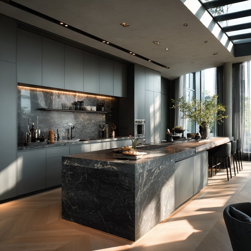 PET Matte Skin-Feel Kitchen Cabinets